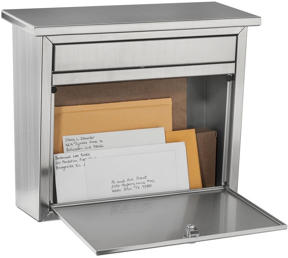 Wall Mount Mailbox Locking Stainless Steel Cam Lock Two Keys Solid Front Panel