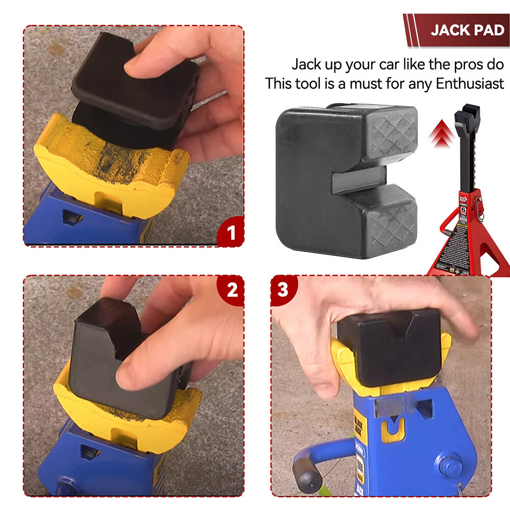 2pc Rubber Axle Jacking Pads Jack Stand Pad Adapter Frame Rail Protector Slotted