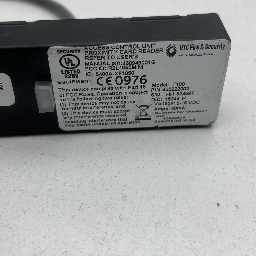 UTC Fire & Security T100 Proximity Card Reader, Reader Unit Only