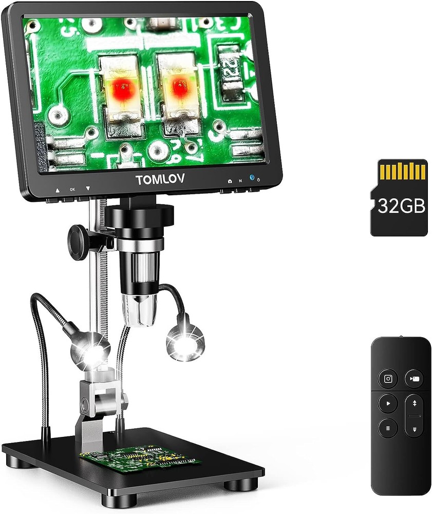 TOMLOV DM9 Pro 7" HDMI Digital Microscope Camera 1200X Coin Microscope Recorder