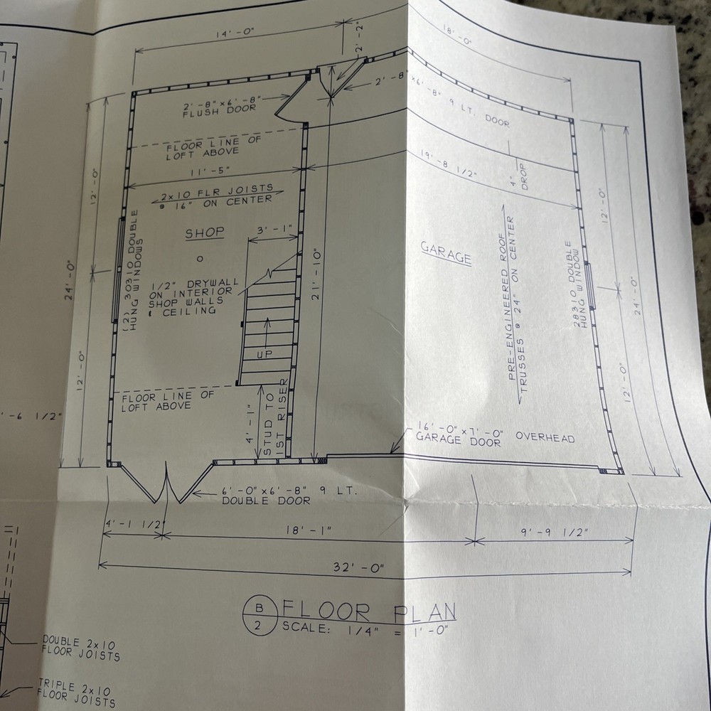 1995 2 Car Storage Garage Blueprint Pkg Complete Instructions Material List Plan