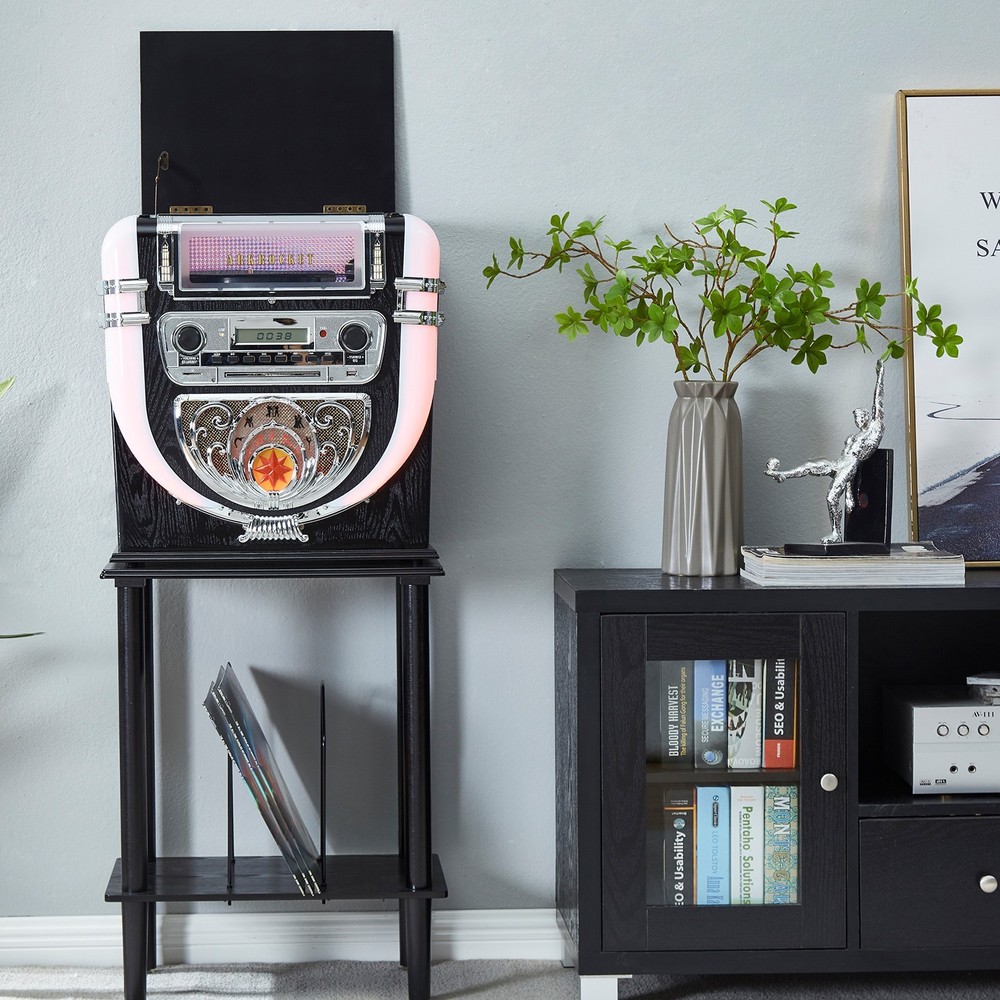 Arkrocket Boston Tabletop Jukebox Record Player Entertainment System w/ Stand