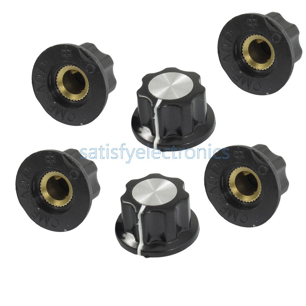 2pcs Adjustable Turn 16mm Top 6mm Shaft Insert Dia Potentiometer Rotary Knobs
