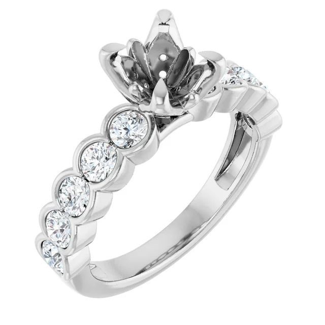 925 Sterling Silver Semi Mount Ring Setting Round 7mm Engagement Ring Setting