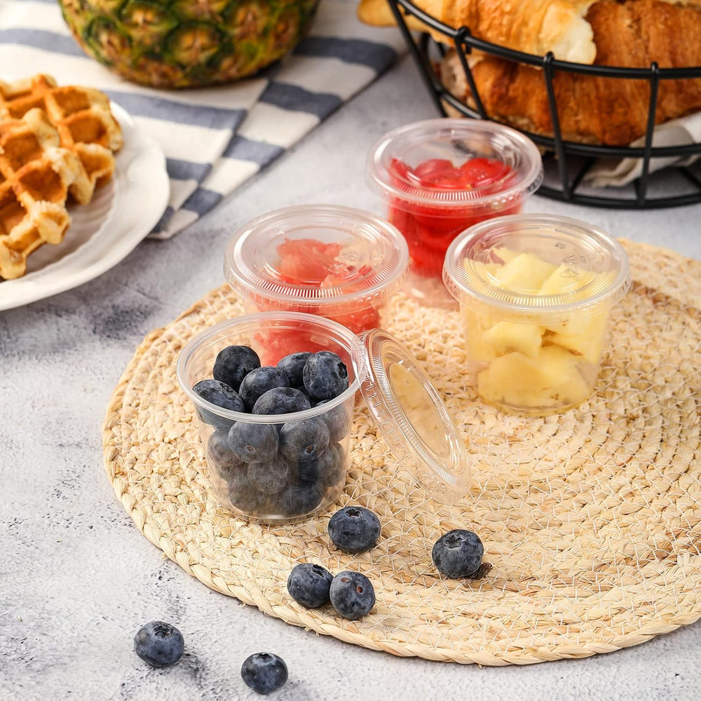Portion Cups with Lids, 240 Sets - 5.5 Oz Airtight, Stackable Souffle Cups, S...