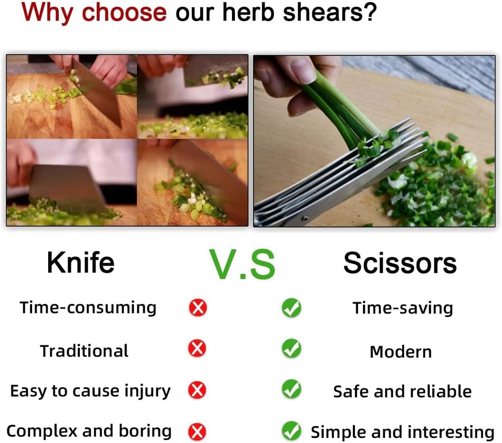 5 Blade Herb Scissors Kitchen Herb Shears Cutter Multipurpose Cutting Shear with
