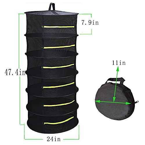 6 Layer Collapsible Herb Drying Rack Hanging Mesh Net for Seeds Bud Grass