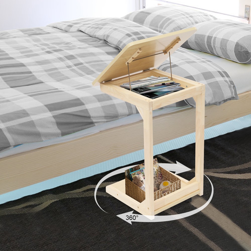 C Shaped Table C Table With Wheels Couch Table Modern Wood C Shaped Side Table