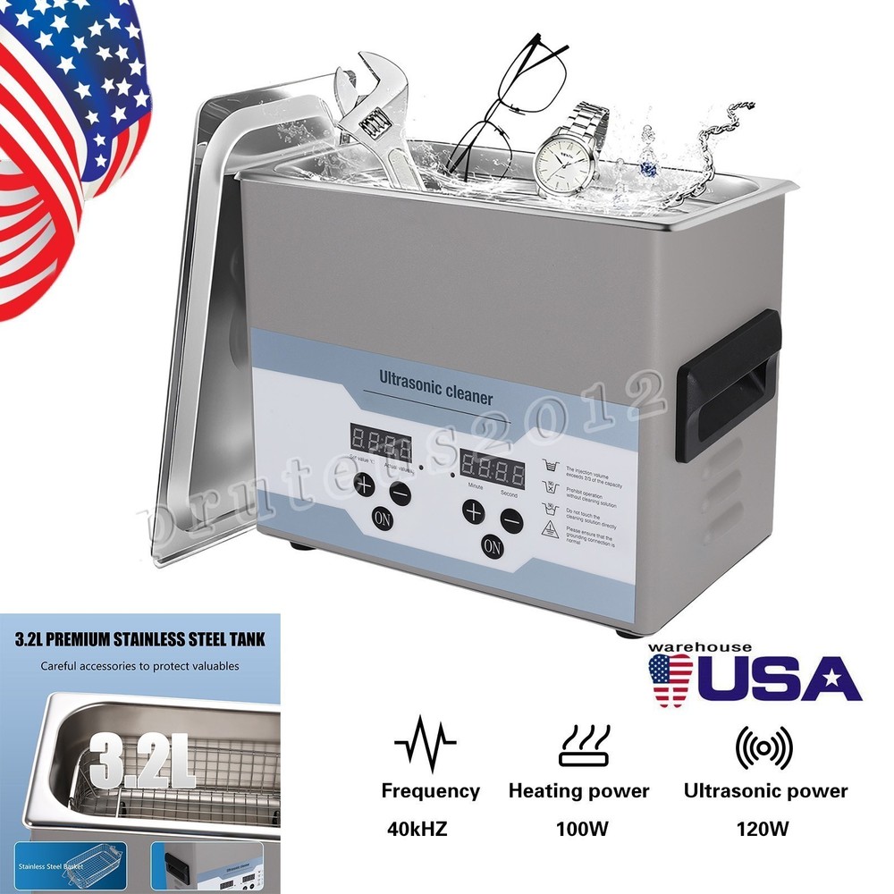 3.2L Ultrasonic Cleaner with Timer Heating Machine Digital Sonic Cleaner US
