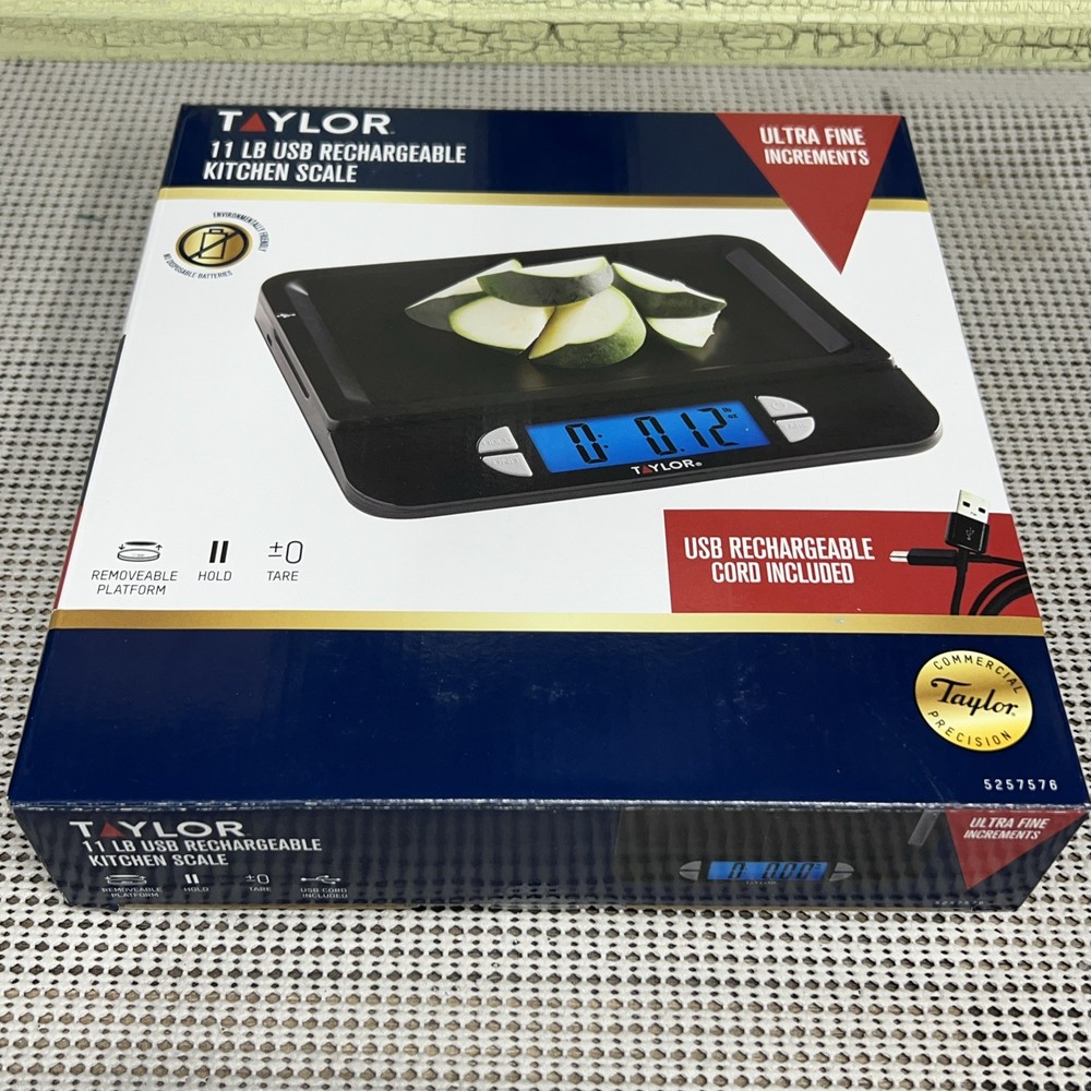 Taylor 11 LB USB Rechargeable Multi-Function Kitchen Scale Factory Sealed
