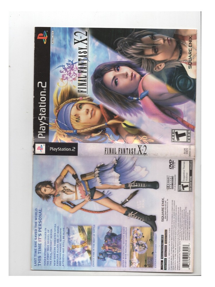 Final Fantasy X-2 PS2 ARTWORK ONLY Authentic Original