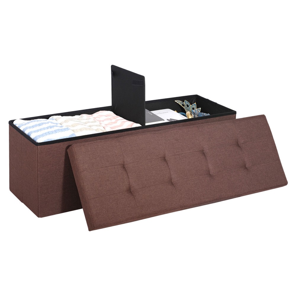 43" Folding Storage Ottoman Bench Storage Chest Soft Footrest Stool Spacious