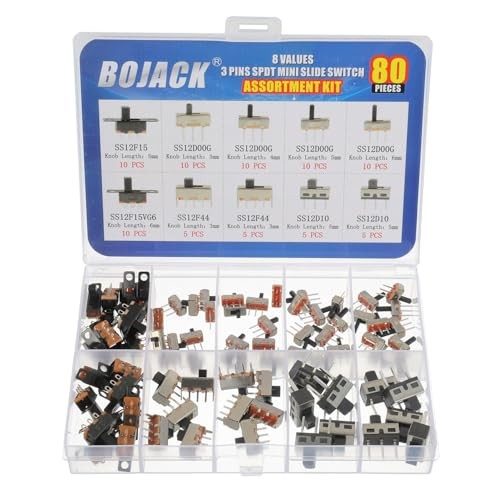 8Values 80Pcs Slide Switch Set SPDT Mini Micro Slide Switches 1p2t Small
