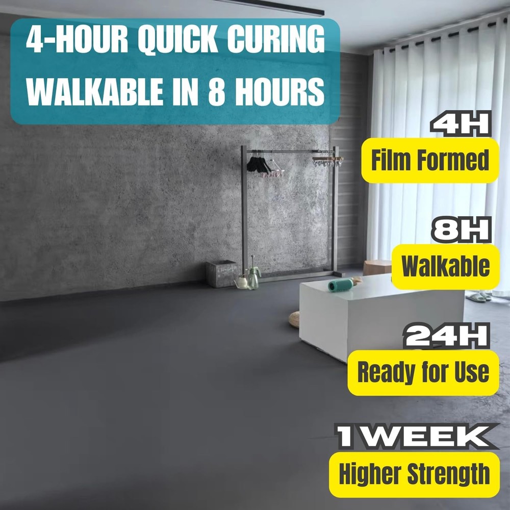Epoxy Acrylic Floor Coating System - Floor Paint, SLATE GREY - 1 Quart