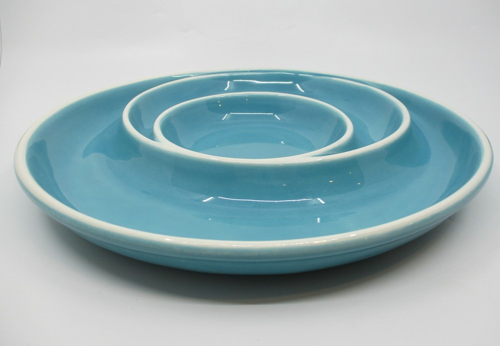 CASAFINA  COOK & HOST TURQUOISE CHIP & DIP BOWL - 12 5/8"  (glaze skip) 1011C