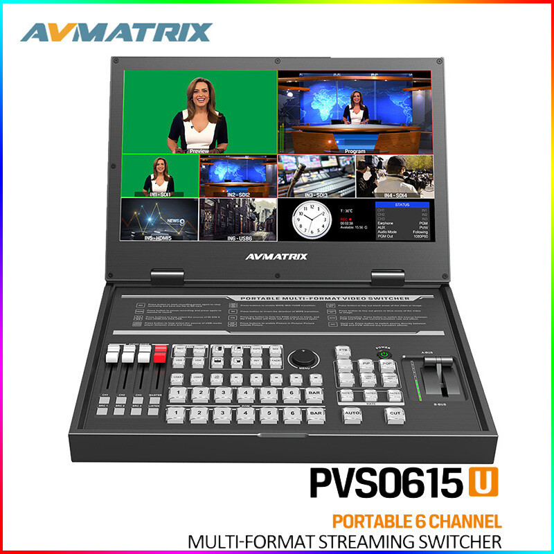 AVMATRIX PVS0615U 15.6" 6-Channel Multi-Format Live Stream Switcher USB Capture