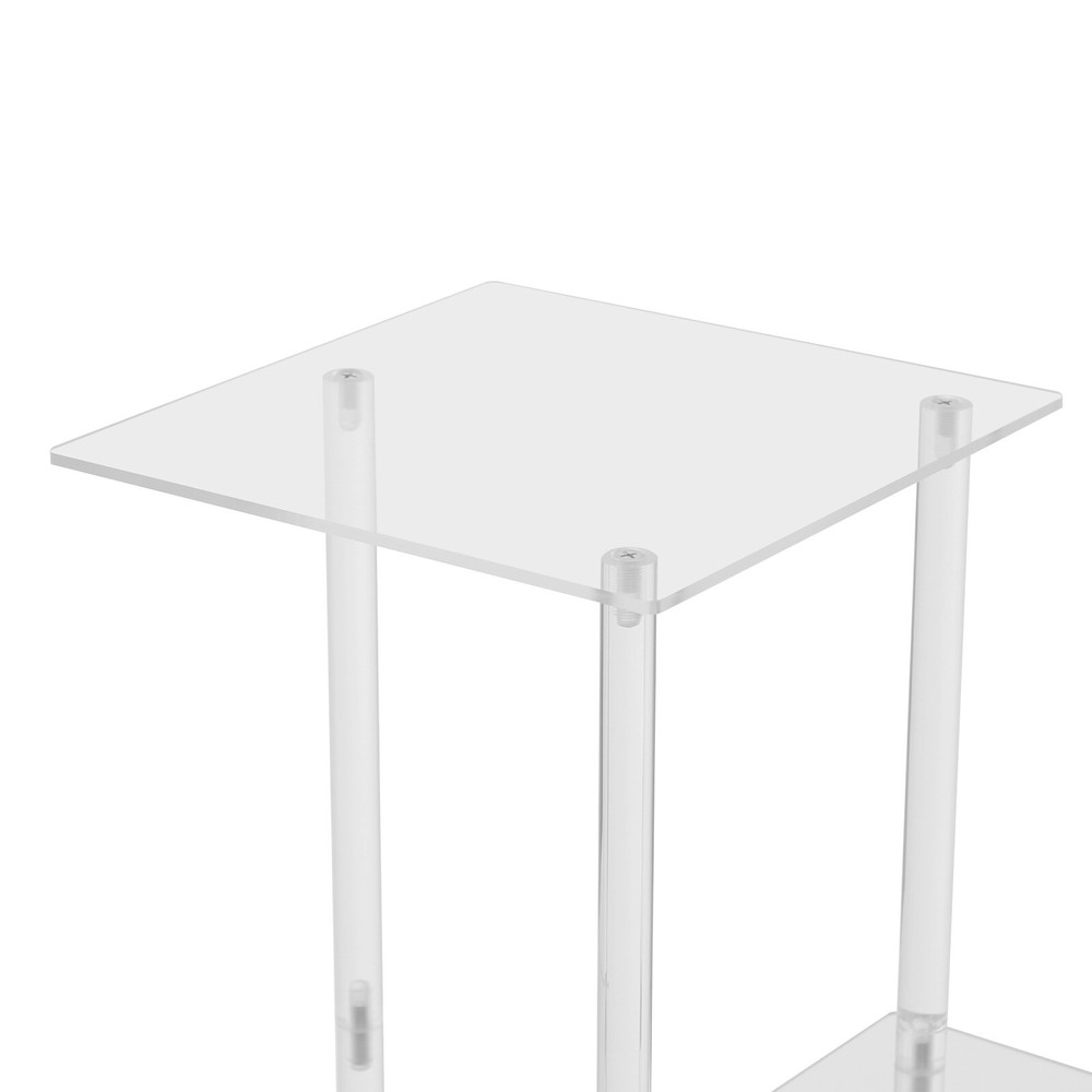 3-Tier Side Table Bedside Table with Open Storage Shelf Clear Side Square Table