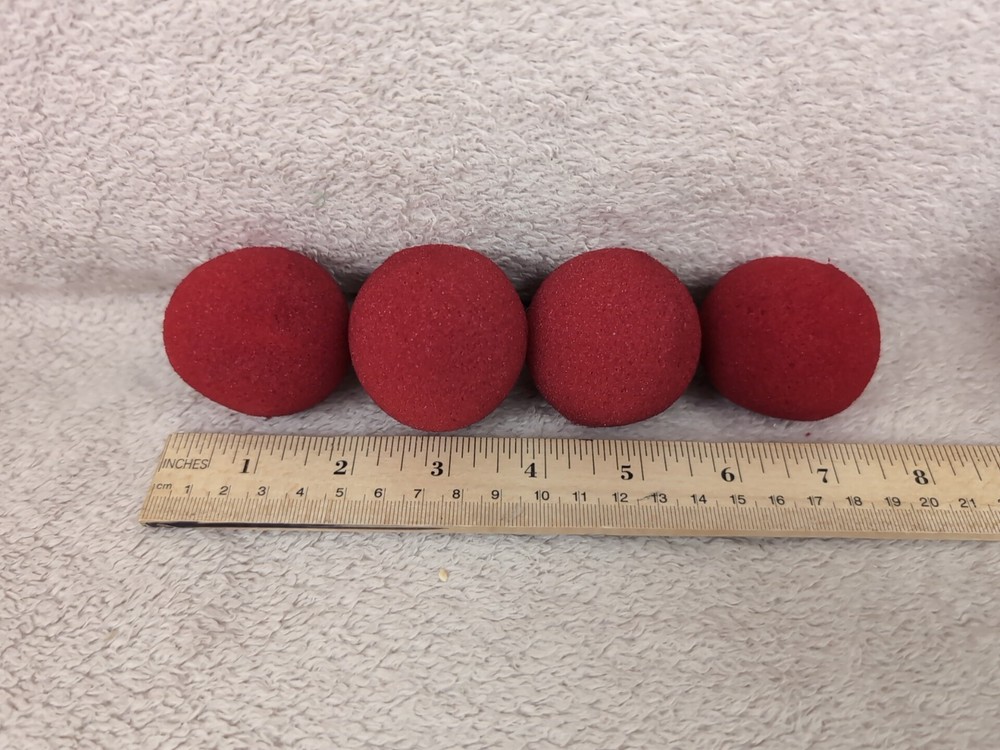 Four RED SUPER SOFT 2 Inch SPONGE BALLS - Magic Trick