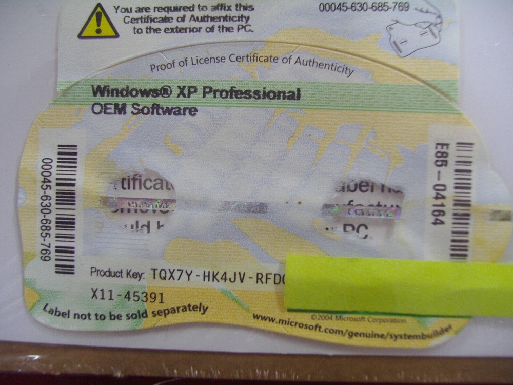 Brand MICROSOFT WINDOWS XP PROFESSIONAL FULL VERSION wSP1 SP3 MS WIN P G2U