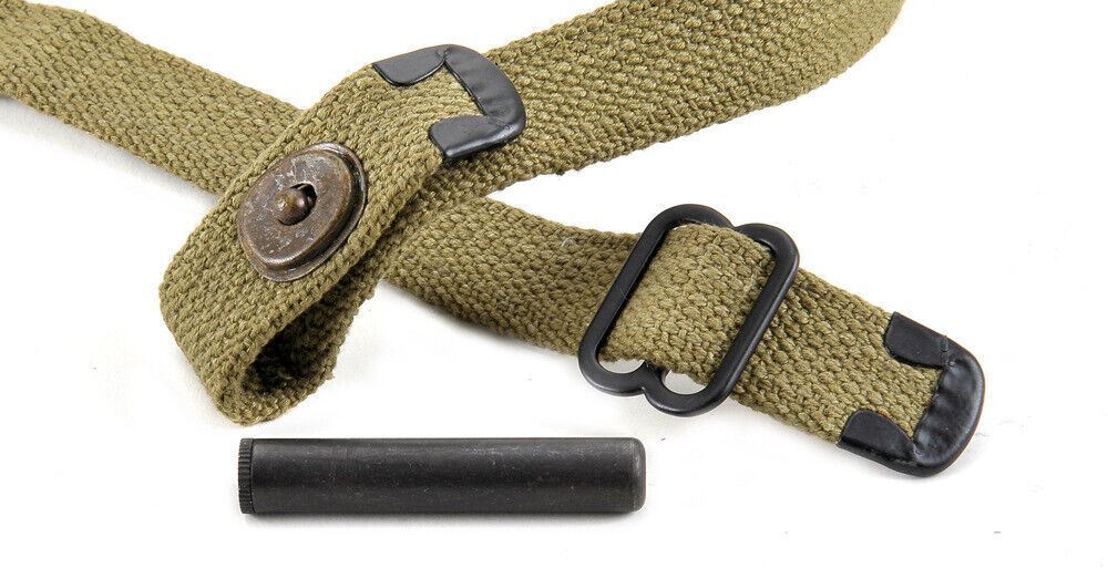 USGI WW2 .30 M1 CARBINE SLING, OILER, & BUTTSTOCK POUCH Lt. OD Green Dated 1943