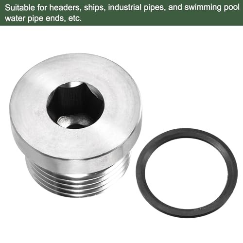 M27 x 2 Stainless Steel Pipe Plug, Internal Hex Head Socket Pipe Fitting |