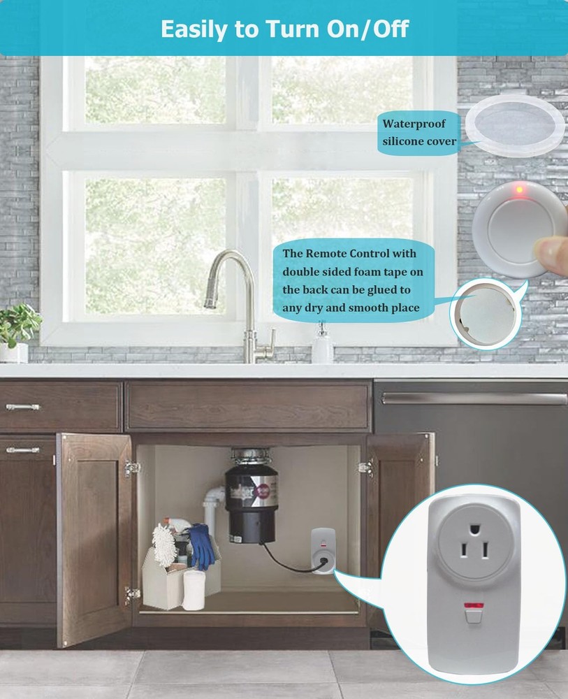 Disposal Sink Top Switch, Garbage Wireless Switch - Remote White