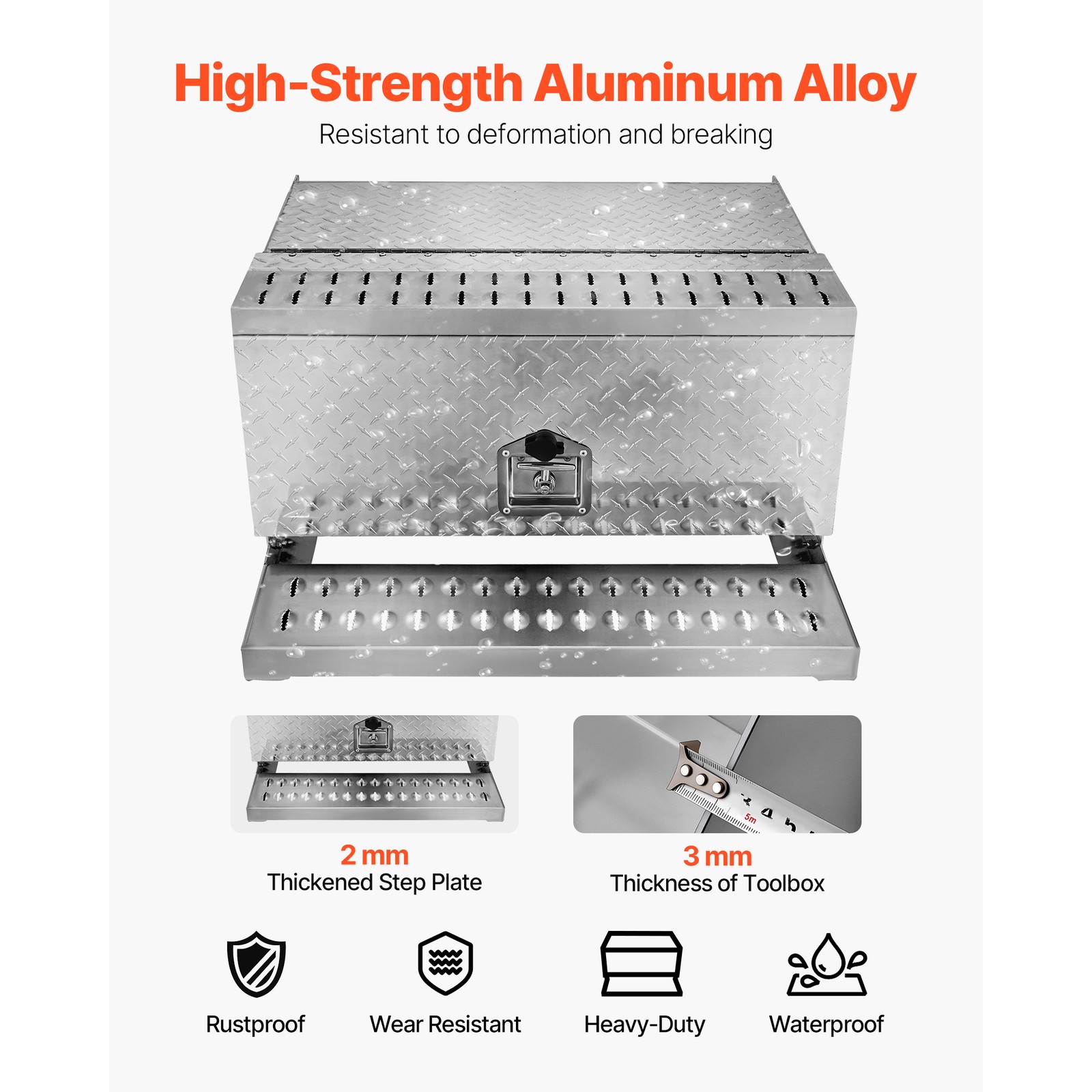 Uimoso Semi-Truck Aluminum Step Tool Box 30" x 29.5" x 15.8" for Heavy-Duty Use