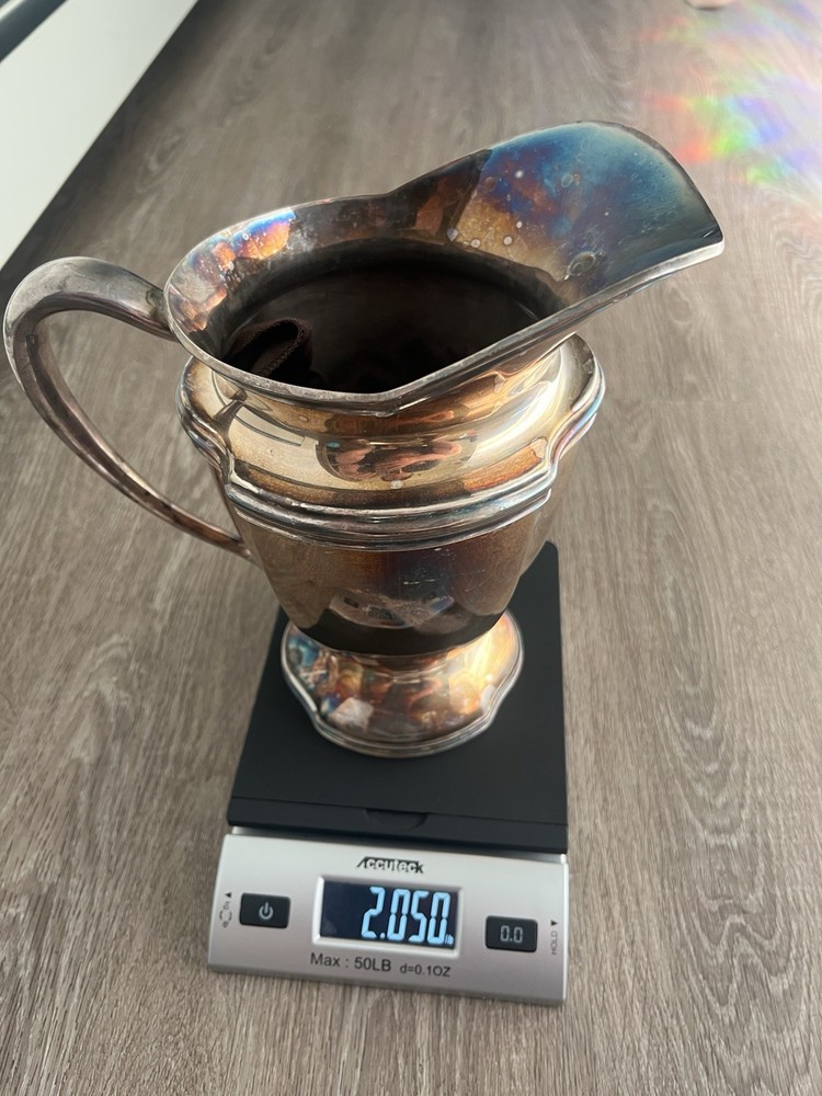 Antique Silver-Plated Pitcher Jug Monogram McQ Decorative Tableware Silverplate