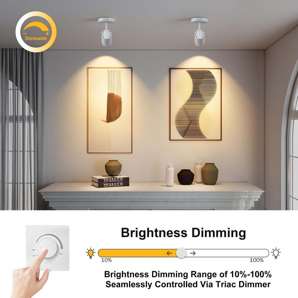 9W LED Zoomable Ceiling Spotlight, Dimmable Directional Wall Surface Fixture,...
