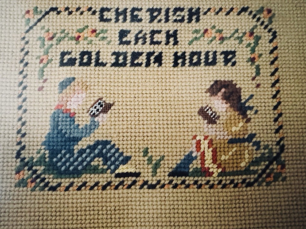 Vintage Framed or Unframed Needlepoint Motto