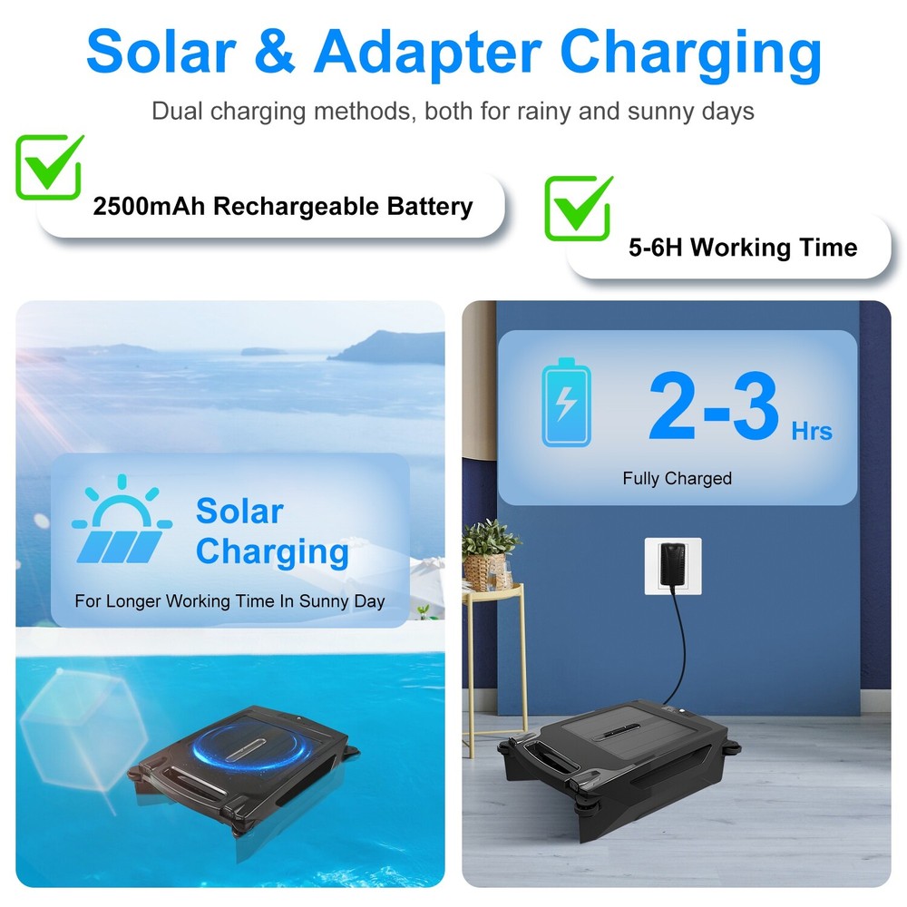 Solar Powered Robotic Pool Skimmer Swimming Pool Surface Water Play Surface Tool