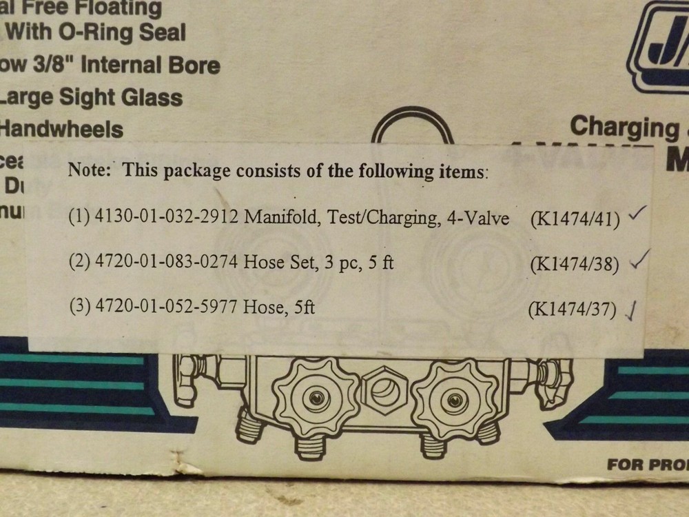 J/B CHARGING & TESTING 4 VALVE MANAFOLD & 4 HOSES