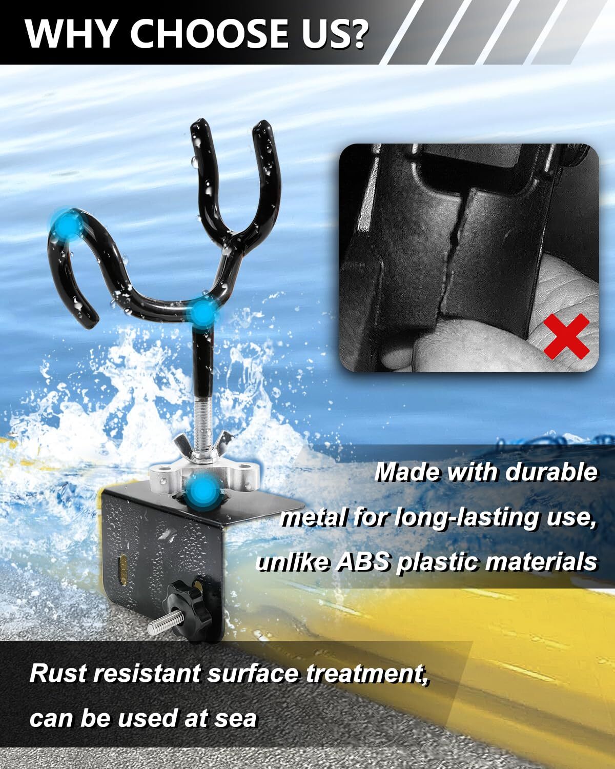 Boat Track System Rod Holder with Power Lock and Track Adapter