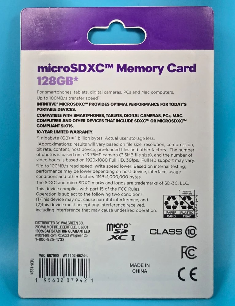Infinitive MicroSDXC 128GB Memory Card With Adapter
