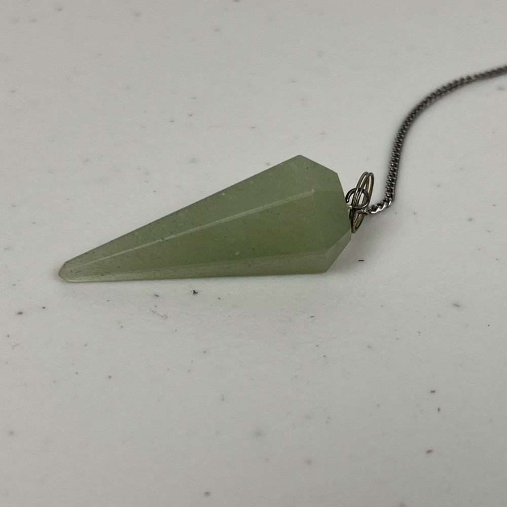 Green Aventurine Faceted Pendulum with Chain (Dowsing, Divination)