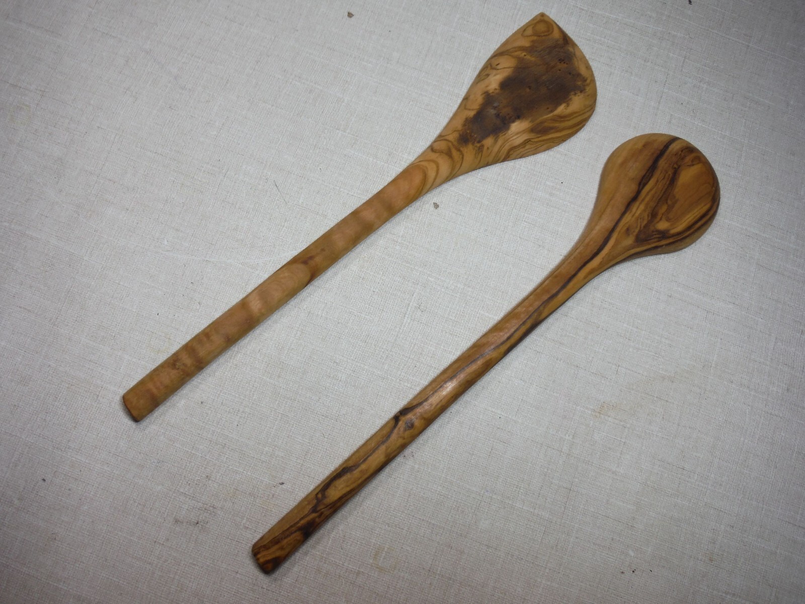 OLIVE WOOD SPOON AND SPATULA SET 12" LONG MEDITERRANEAN KITCHEN COOKING