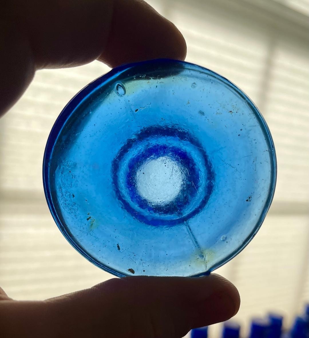 Beautiful Cobalt Blue Cone Ink Well Hand Blown 1880s -90s Writing School Teacher