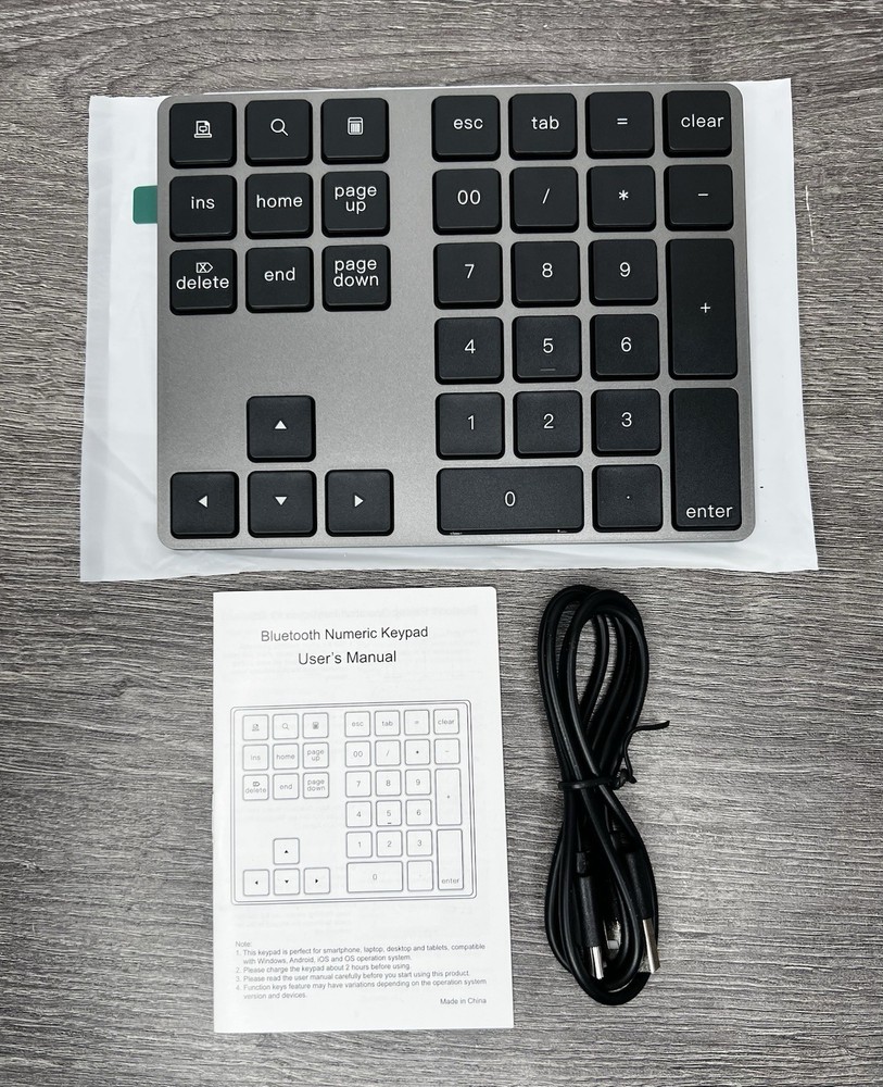 Bluetooth Number Pad Wireless Numeric Keypad USB-C Rechargeable External 34-K...