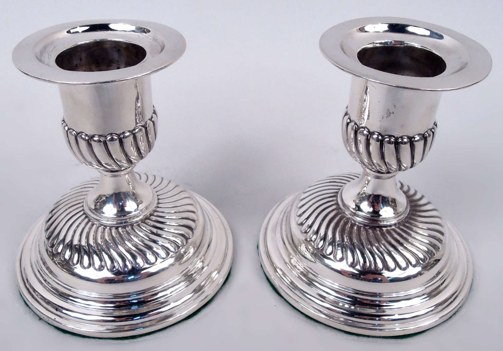 Finley & Taylor Candlesticks Antique Victorian Low English Sterling Silver 1889