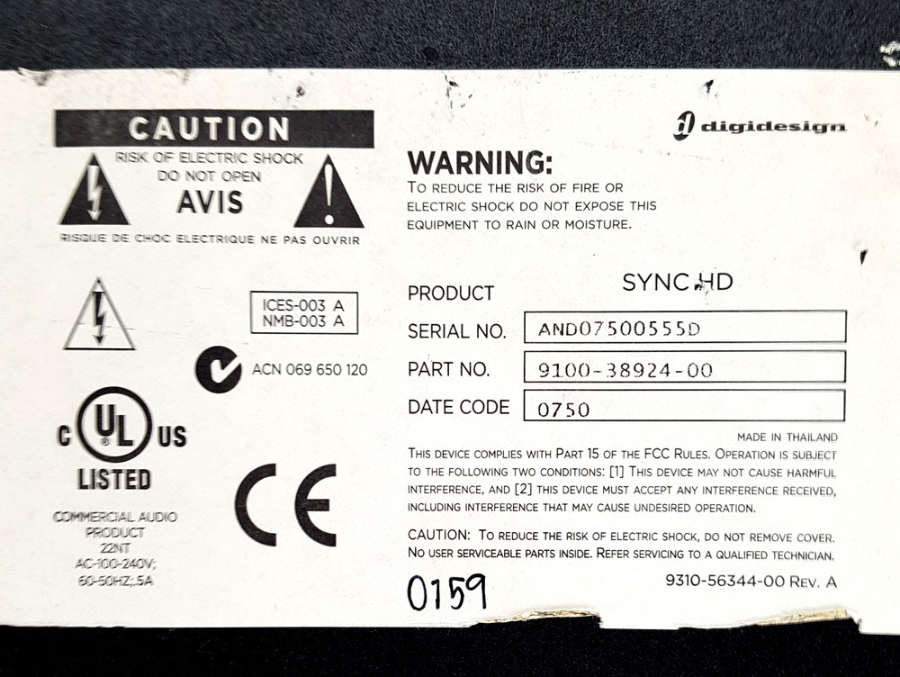 Digidesign / Avid Sync HD 9100-38924-00 Master Clock Synchronizer for Pro Tools