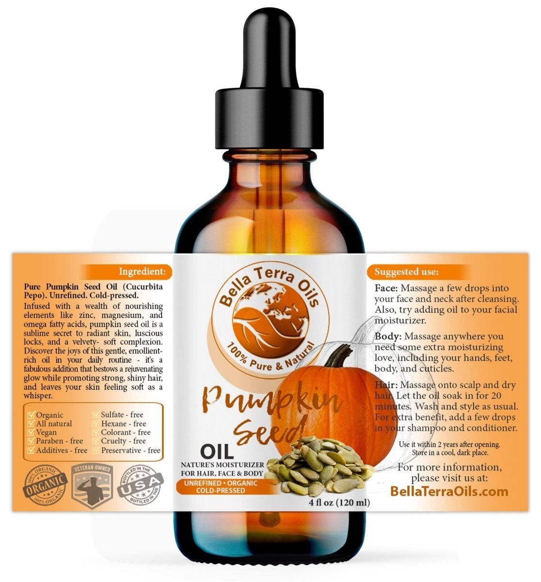 Pumpkin Seed Oil: Cold-Pressed, Natural, Perfect for Skin, Hair, Wellness
