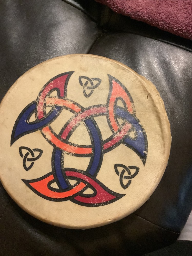 Vintage Handpainted/Handmade Drum  ~Needs TLC~