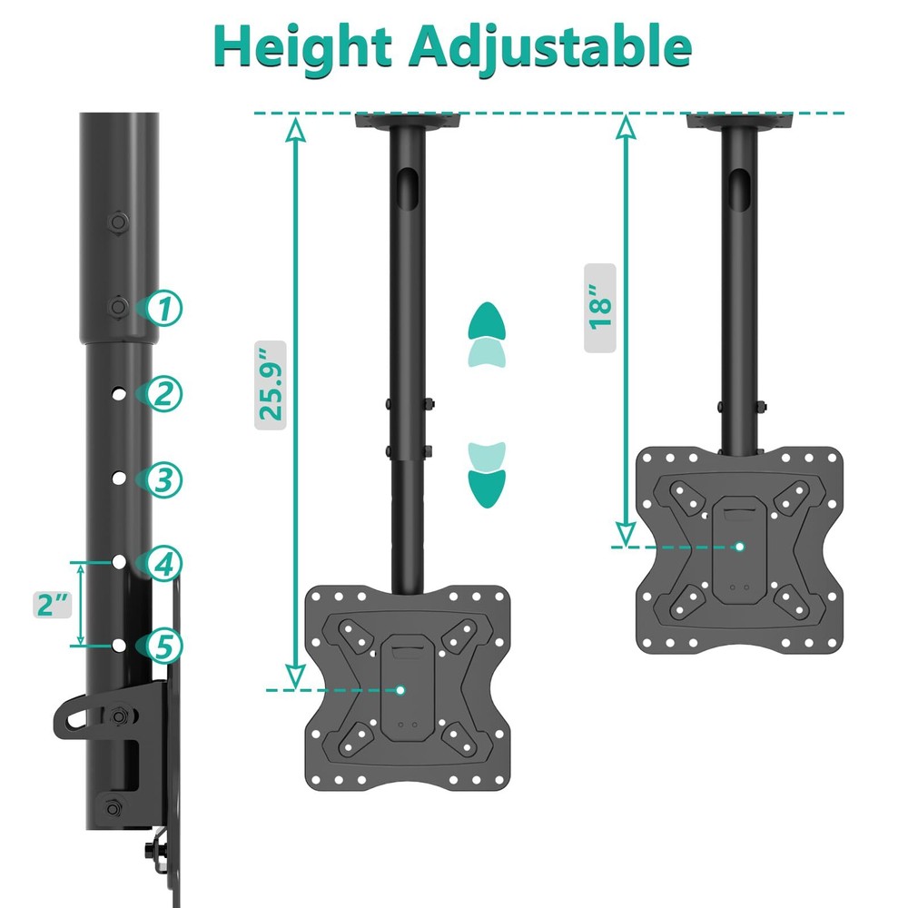 Tv Ceiling Mount Adjustable Bracket Fits Most Led Lcd Oled And Plasma Flat Scree