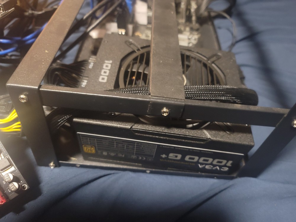 Barebones Mining Setup with Frame, Risers, (2) 1000W PS, Motherboard, Processor
