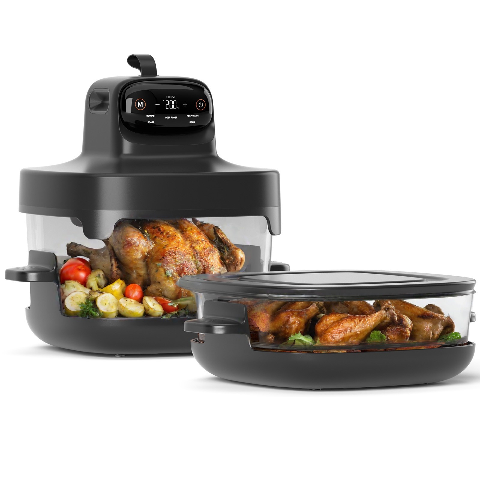 5 in 1 Glass Air Fryer, 360 Transparent Visibility Air Fryer, 4.7QT & 2.6QT