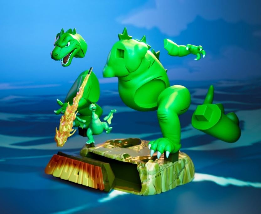 UNPAINTED Godzilla and Godzooky Character Diorama 3d Printed Model Kit UW
