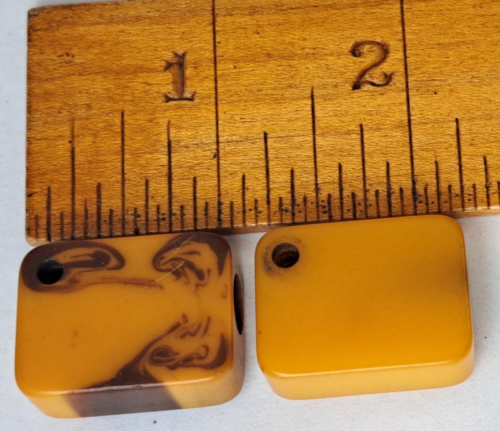 Vintage Pair 1940s Yellow Bakelite Rectangular Handheld Pencil Sharpeners