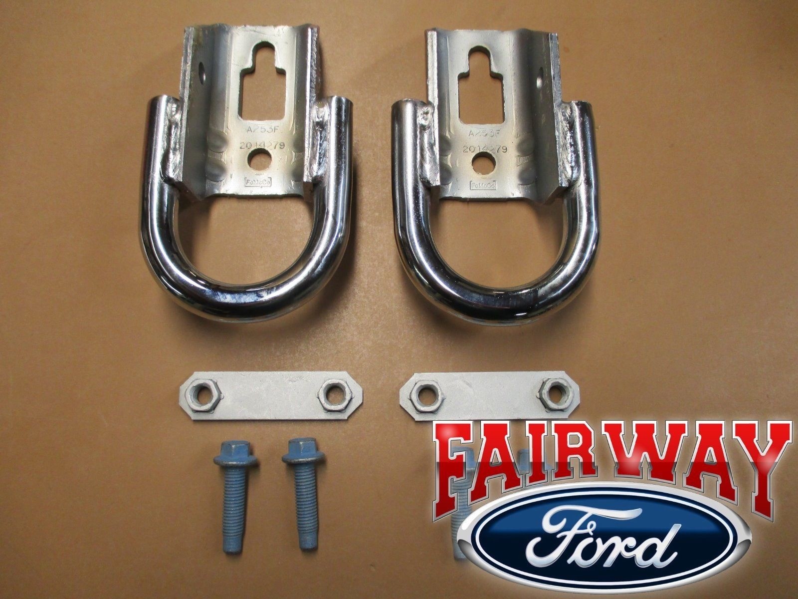 09 thru 24 F-150 OEM Genuine Ford Parts Chrome Tow Hooks PAIR w/ Hardware