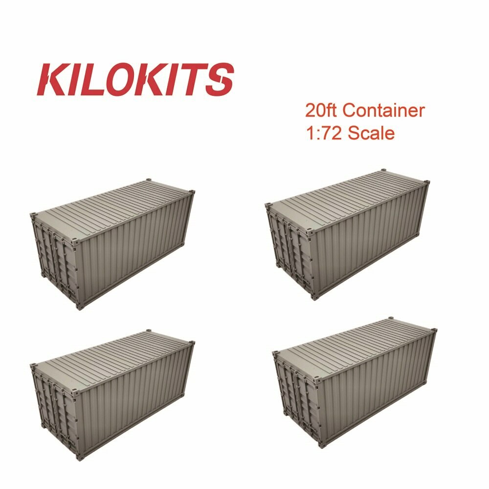 1/72 Scale 4-Pack 20ft Dry Container Multi Colors for Train Trucks Ships