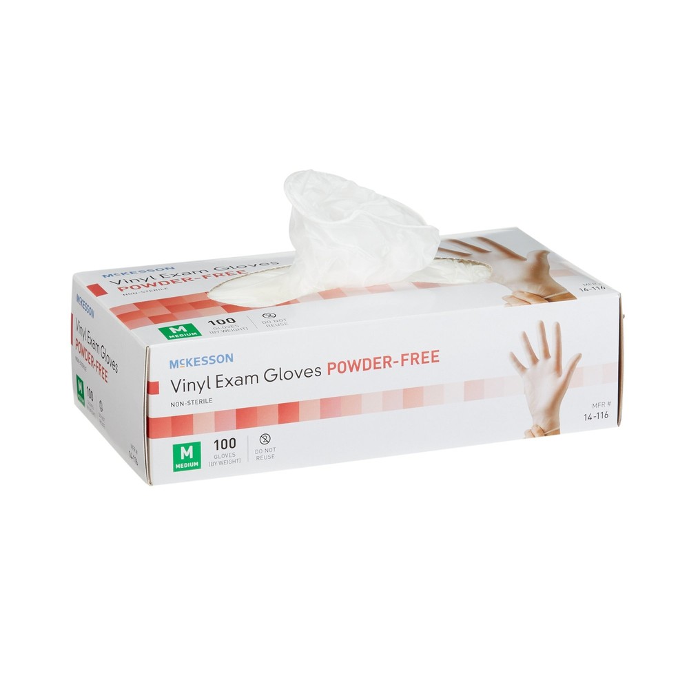McKesson Vinyl Exam Glove Standard Cuff Length MEDIUM 100 per Box